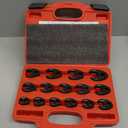 Orion Motor Tech Crowfoot Wrench Set, 15-Piece Crows Foot Wrench Set with 8 to 24 mm Metric Flare Nut Wrenches, 1/2 & 3/8 in. Drive Flare Nut Wrench Set with Laser Etched Marking Carry Case, Red