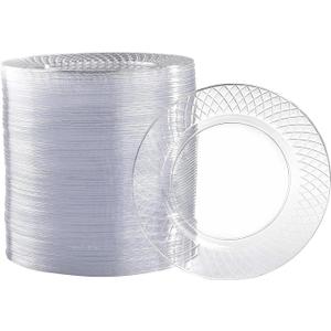 Prestee 100 Pack Clear Plastic Plates for Party - 6.25 Inch Small Round Dessert Plate and Appetizer Platter - Heavy Duty Disposable Plastic Plates for Parties, Weddings, Caterings and Events