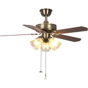 42 Inch Indoor Ceiling Fan with Pull-Chain and Three LED Light Bulbs Base, Traditional 3-Speeds Reversible Blades Ceiling Fan (Antique)