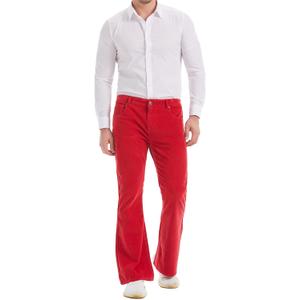 Wbestwind Men's Relaxed Vintage 60s 70s Corduroy Slim Bell Bottom Stretch Fit Classic Comfort Flared Flares Retro Leg Pants (Red1, XL)