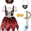 Sicypoty Girls Pirate Costume for Halloween Cosplay Pirate Costume Buccaneer Dress, Size: Large