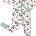 babee Reshinee Bamboo Viscose Baby Footie Pajama, Zipper Sleeper Boys Girls | Sleep & Play Romper with 2-Way Zipper, Fold-Over Mittens & Foot Cuffs with Grips, Tagless, Convertible, All-Season, 6-12 Months