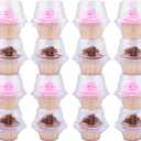 Cupcake Boxes Individual Cupcake Containers, 50 Packs Regular Single Cupcake Holder High Topping for Muffins, Thicker Stackable Plastic Cupcake Carrier for Party (50 pack)