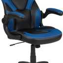Flash Furniture X10 High-Back LeatherSoft Racing Style Gaming Chair with Flip-Up Arms, Ergonomic Padded Swivel Computer Chair, Blue/Black