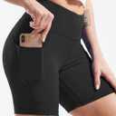 CADMUS High Waist Yoga Shorts for Women Workout Running Shorts Naked Feeling Biker Shorts Tummy Control Deep Pockets, Black, L