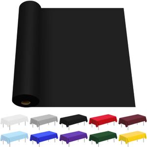 Plastic Table Cloth,100 Feet X 54 Inch Plastic Table Cover Roll Premium Disposable Tablecloth for Picnic, Party, Banquet, Birthday, Wedding, Anniversary (Black)