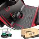 10L0L Golf Cart Floor Mat for EZGO TXT 1994-UP, Full Coverage Floor Liner Mat with Grass-Scraping Design, Honeycomb Pattern - Black Trim/Red Trim