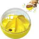 Dog Treat Ball, Cat Treat Dispenser Puzzle Toys - Active Rolling Balls for Medium/Large Dog Breeds (Yellow)