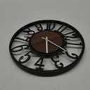 Large Wall Clock for Living Room Decor, 14 Inch Non Ticking Silent, Battery Operated Modern Vintage Oversized Wall Clock for Bedroom Kitchen (Dark Brown - Arabic Numbers)