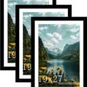 Picrit 19x27 Picture Frame 3 Pack, Black Poster Frame, Display Poster 16 x 24 with Mat or 19 x 27 without Mat for Horizontal or Vertical Wall Mounting