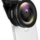 Phone Camera Lens, Professional Attachment Universal Clip on Cell Phone Photography Camera Attachable Mobile Extra 0.45X Wide Angle 12.5X Super Macro Lens Kit for iPhone Android Smartphone