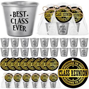 Roshtia 30 Set Class Reunion Favors Include Best Class Ever Acrylic Clear Shot Glasses Reunion Cards Happiness Reunited Class Reunion Gift for High School College Class Reunion