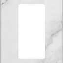 White Marble Wall Plate Decorative Single Rocker Outlet Light Switch Cover 1-Gang Decorator Art Print Faceplate for Bedroom Kitchen Room Decor