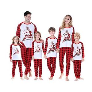 Benaive Matching Family Christmas Pajamas Set Holiday Pjs for Women Men Sleepwear (White & Red, Reindeer, 5)