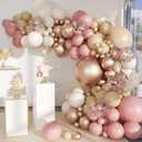 MEBAY Boho Balloon Garland Arch Kit, 156Pcs Dusty Pink Pastel Brown Metallic Champagne Gold White Balloons for Wedding Baby Bridal Shower Engagement Anniversary Birthday Decorations