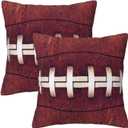 Retro Football Print Throw Pillow Covers Soft Square Cushion Pillowcase Set of 2 for Sofa Couch Home Decor 18 X 18 in
