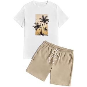 SOLY HUX Men's Summer Tracksuit 2 Piece Beach Outfit Tropical Print Tee and Shorts Set, size XL SOLY HUX Men's Summer Tracksuit 2 Piece Beach Outfit Tropical Print Tee and Shorts Set, size XL