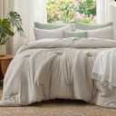 Bedsure Queen Comforter Set, Prewashed Bedding Light Taupe