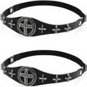 3 x 2PCs Punk Faux Leather Retro Cross Leg Garter, Elastic Rock Thigh Garters Belt for Women Parties, Black