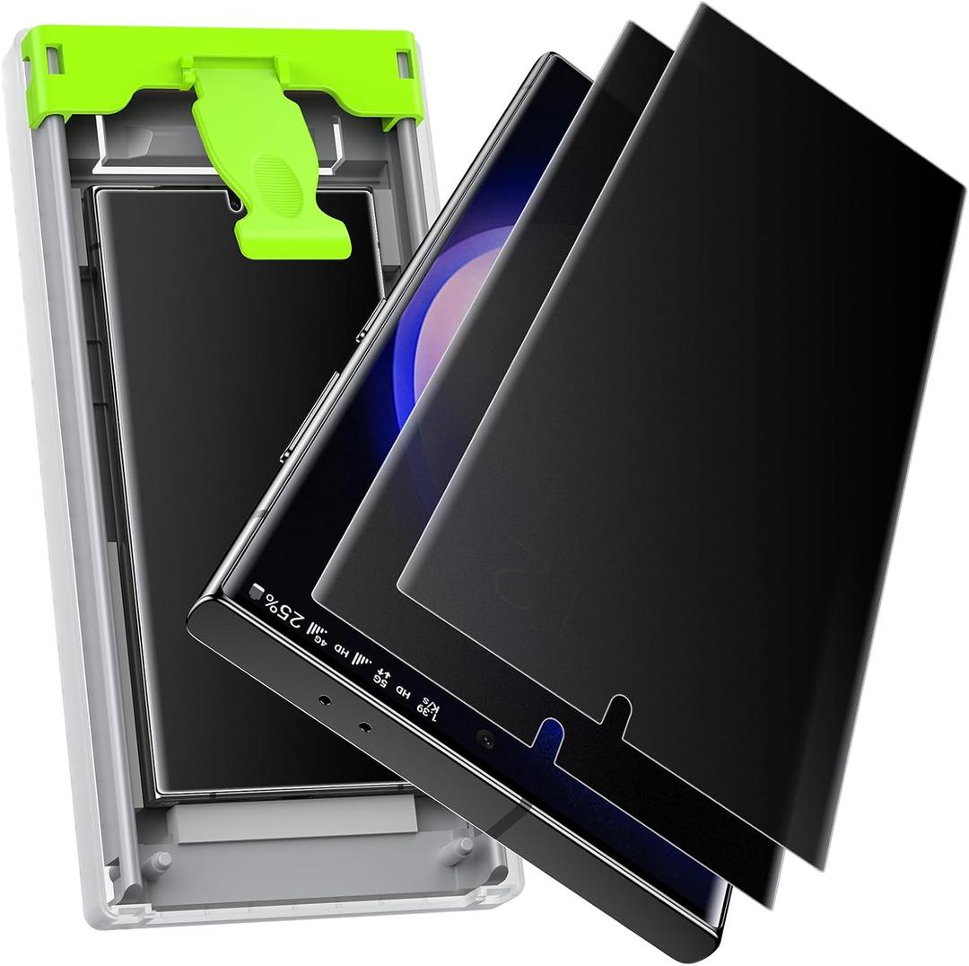 2 Pack for Samsung Galaxy S23 Ultra / S22 Ultra Matte Privacy Screen Protector, Auto Dust Removal Auto Alignment, Anti-Glare Anti-Spy PET Film [Non-Glass], Fingerprint ID Support, Case Friendly