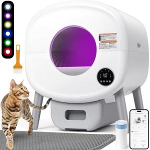 Automatic Cat Litter Box Self Cleaning for Multiple Cats  XL Smart Litter Box with App Control, Odor-Free Waste Disposal, Quiet Operation, Safety Sensors, Compatible with Clumping Litter (Extra-Large, White)