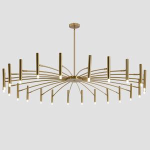 KCO Lighting Mid Century Modern Gold Sputnik Chandelier 24-Light Antique Brushed Brass Large LED Chandeliers Farmhouse Hanging Semi Flush Mount Ceiling Light Kitchen Island Dining Pendant Lights