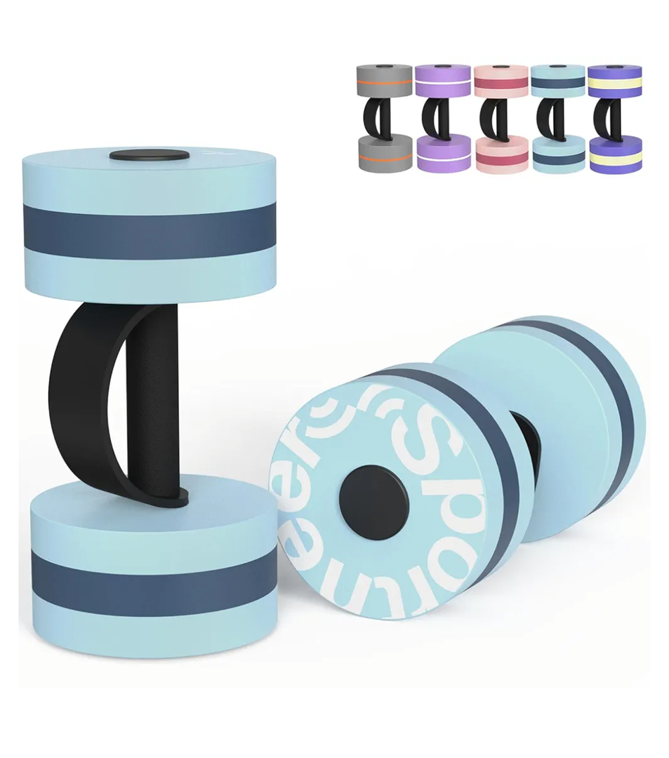 Sportneer Water Weights Aquatic Exercise Dumbbells Water Dumbbell Aerobics Workouts Set of 2 EVA Foam Pool Weights Dumbbells Set Aqua Fitness Barbells Equipment for Water Aerobics Weight Loss