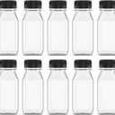 Hulless 10 Pcs 6 Ounce Plastic Juice Bottle Drink Containers Juicing Bottles with Black Lids, Suitable for Juice, Smoothies, Milk and Homemade Beverages