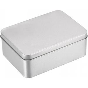 uxcell Metal Tin Box, 4.92" x 3.54" x 1.89" Rectangular Empty Tinplate Containers with Lids, Silver Tone, for Home Organizer, Candles, Gifts, Car Keys, Crafts Storage