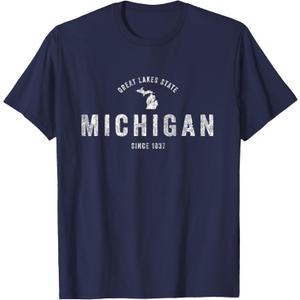 Michigan T Shirt Vintage Sports Design Retro MI Tee T-Shirt