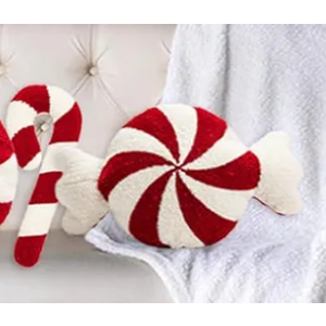 GKWW 2Pcs Christmas Candy Cane Plush Pillow Red White Peppermint Throw Pillows Xmas Red Spiral Lollipop Pillow Cute Christmas Decorations for Sofa Windowsills Sofa Bedroom (Candy)