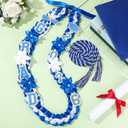 Thiccywoov Graduation Ribbon Lei Class of 2026 Grad Lei Kit Graduation Double Braided Necklace with Honor Cord for Graduate Women Men High School College Grad Party Supplies(Blue, White)