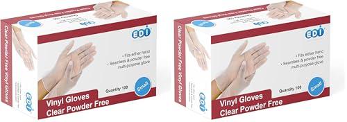 EDI Disposable Vinyl Gloves (Clear) - Powder-Free, Latex-Free (100, Medium)