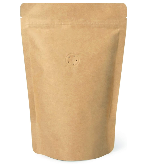 50 Counts High Barrier Natural Kraft Paper Stand up Zipper Coffee Pouch Bag with One Way Degassing Valve (50, 16 OZ/1 LB/454500 Gram)