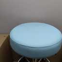 Adjustable Rolling Stool with Wheels Heavy Duty Round RollingStool with Footrest, Patent Leather Drafting Stool Chair with Wheels Work Spa Salon Seat,Blue, No backrest