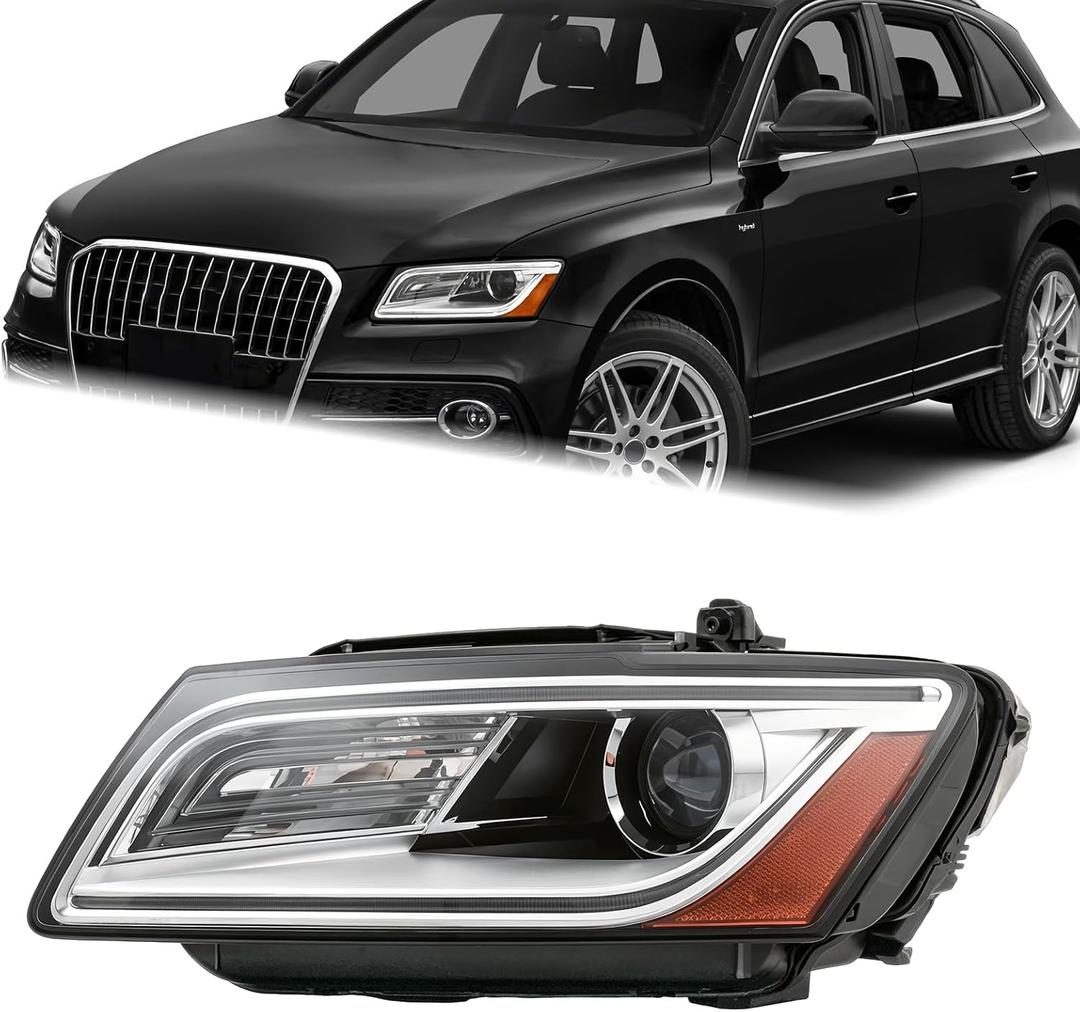 LH LED DRL Headlight Assembly Fit for 2013-2017 Audi Q5 SQ5 HID/Xenon Projector Headlamp Without AFS Ballast Bulb Left Driver Side AU2502179 8R0941043B