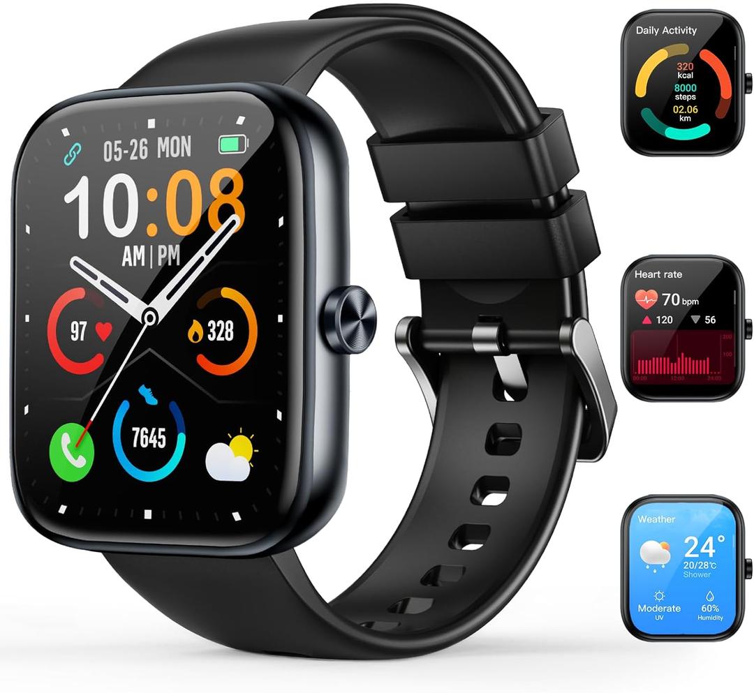 Smartwatch for Men Women(Answer/Make Call), 1.83" HD Touch Screen Smartwatch with Heart Rate/Sleep/Spo2 Monitor, Pedometer, IP68 Waterproof, 110+ Sport Modes, Fitness Tracker for Android iOS, Black