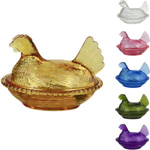 Chicken Shaped Crystal Candy Dish with Lid Snack Bowl for Nuts, Dessert & Candy Decorative Jar for Home Kitchen, Office Desk & Tabletop Decor (Gold)
