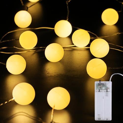 Lomotech Battery Operated Christmas Lights - 2 Pack Total 13ft 40LEDs Battery Ball Lights with Timer for Home, Garden, Party, Holiday, Tree Decoration (Warm White)
