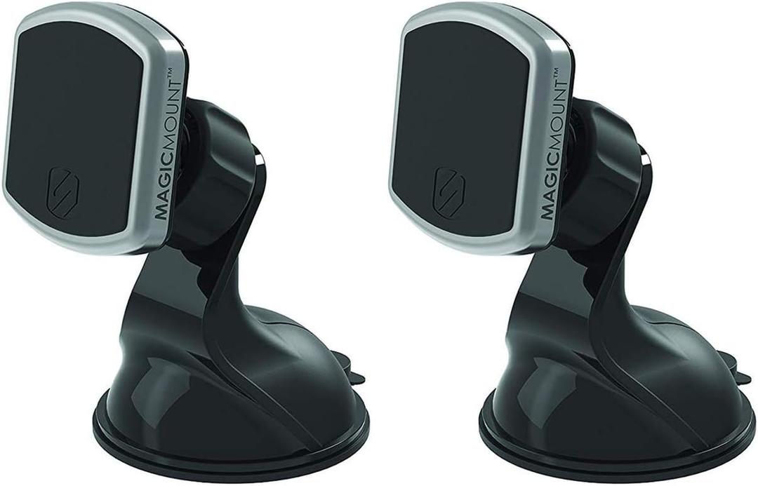 Scosche MPWD2PK-UB MagicMount Pro Magnetic Car Phone Holder - Strong Magnet Mount for iPhone and Android - Secure Mount for Car Window/Dash - Universal 360 Adjustable Mobile Cell Holder - 2-Pack