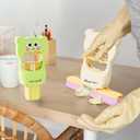 2025 New Mini Foldable Desktop Mop with Self-Squeeze Sponge - Cartoon Bear Cleaning Tool for Wet and Dry Use on Kitchen, Stove, Sink, Countertops, Glass, Bathroom, and Car (Yellow)