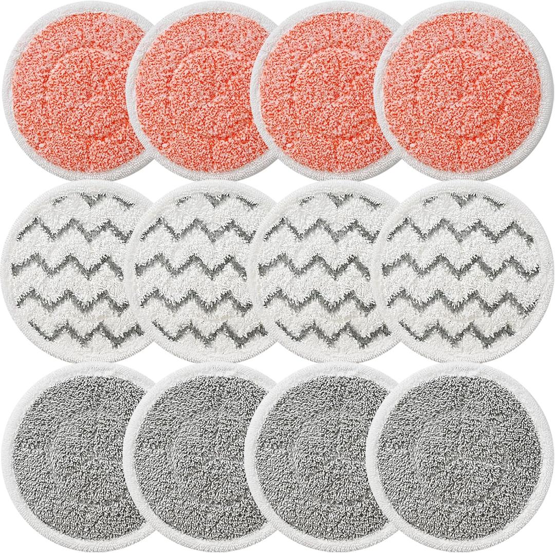 Pmosata Rotating Mop Replacement Pads Compatible with Bissell Spin-Wave 3897A 3712C 3712W SmartSteam Scrubbing Steam Mop, Spinwave Mop Pads 12 Pack