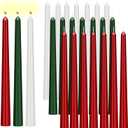 MTLEE 24 Pcs Christmas Candles 10 Inch Taper Candles Dripless Unscented Smokeless Green and White Red Candlesticks for Wedding Christmas Holiday Dinner Home Decor, 9 Hr Burn