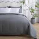 SheRest 1 Piece Duvet Cover Twin Size - 100% Viscose Derived from Bamboo, Soft Breathable Cooling Comforter Cover for Hot Sleepers, 8 Corner Ties and Zipper Closure, No Comforter (Gray, 68"x90")