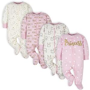 Gerber Baby Girls 4 Pack Sleep 'N Play Footie 6-9