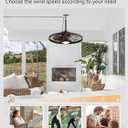 LEDIARY 24" Outdoor Ceiling Fan with Lights,IP65 Waterproof Gazebo Hanging Fan with Remote Control Smart App, Plug in Caged Ceiling Fan with 3CCT 6-Speeds for Patio Porch Pergola(Walnut)