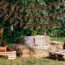 Frienda 5 Pack Brown Wooden Grain Party Decoration Brown Vintage Western Bandana Pennant Banner Garland for Barn Themed Birthday Baby Shower Wild West Farm Camping, 10.8 x 7.5 Inch