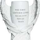 Grave Decorations for Cemetery, Resin Angel Wings Cemetery Grave Flower Vase with Stake and Draining Hole for Garden Statues Decorations Memorial Gifts for Loss of Loved One (1, White)