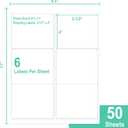 L LIKED 3-1/3" x 4" Printable White Sticker Labels, 300 Labels for Laser/Inkjet Printing - Matte (300 Labels, 50 Sheets), 3-1/3" x 4" - 6 UP