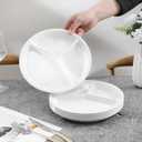 10" 4-Piece Melamine Divided Plates Set Portion Control & Bariatric-Friendly | 3-Compartment Design for Balanced Meals | Dishwasher-Safe White Dinner Plates